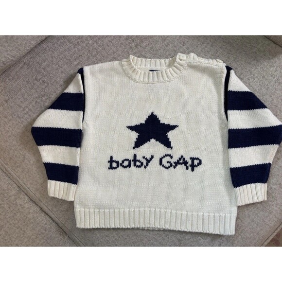 Baby GAP Knit Sweater with Star and Striped Sleeves - Picture 2 of 8